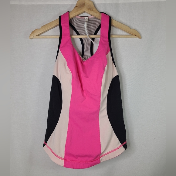 Lululemon Cardio Kick Tank Pinkelicious / Parfait Pink / Black size 4 - Picture 3 of 5